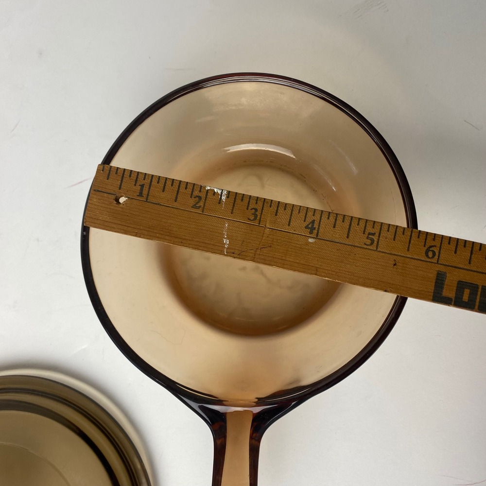 Vintage Visions Corning Amber Glass Saucepan Set 1L 1.5L V-1-B France with Lids - Picture 9 of 14